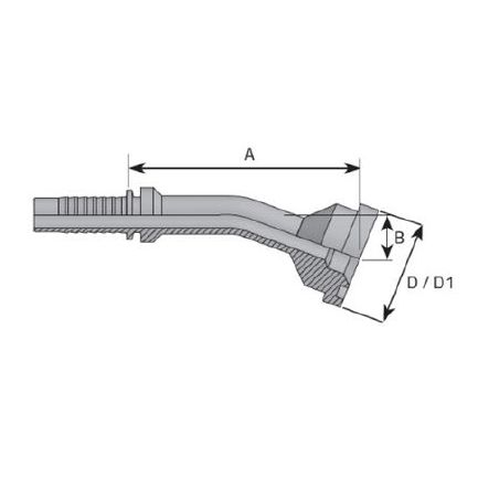 Embout à bride 22.5° - 3000 PSI - 5/8 DN 30 - Ø Int. tuyau 16 - 5/8