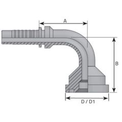 Embout à bride 90° - 3000 PSI - 5/8 DN 34 - Ø Int. tuyau 13 - 1/2 - KOMATSU