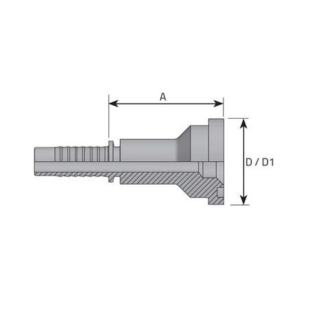 Embout à bride  - 3000 PSI - 1" DN 44 - Ø Int. tuyau 19 - 3/4