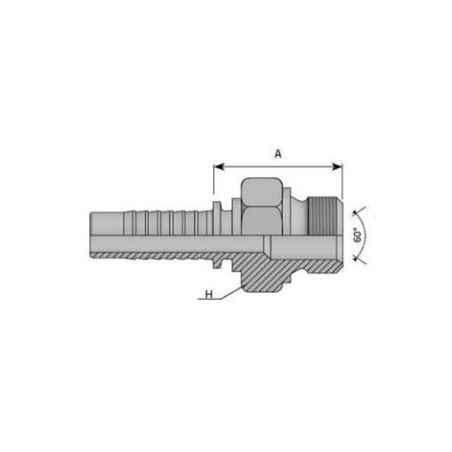 Embout Mâle BSP Cône 60° - DN 1/4 - Ø Int. tuyau 4 - 3/16