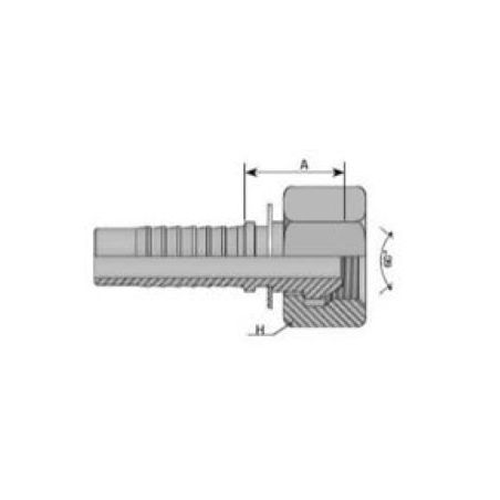 Embout  Femelle BSP Cône 60° - DN 1/4 - Ø Int. tuyau 4 - 3/16