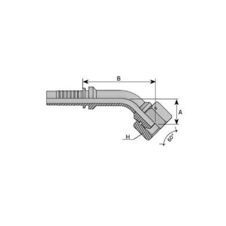 Embout Femelle BSP Cône 60° - Coude 45° -  DN 1/4 - Ø Int. tuyau 4 - 3/16