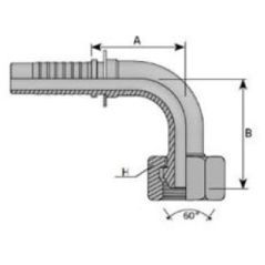 Embout Femelle BSP Cône 60° - Coude 90° - DN 1/4 - Ø Int. tuyau 4 - 3/16