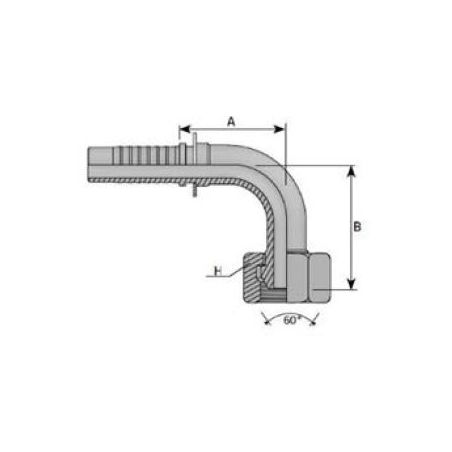 Embout Femelle BSP Cône 60° - Coude 90° - DN 1/4 - Ø Int. tuyau 4 - 3/16