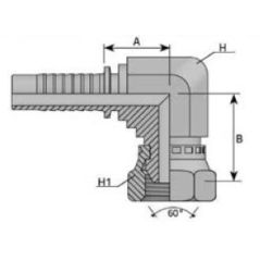 Embout Femelle BSP Cône 60° - Coude 90° compact -  DN 1/4 - Ø Int. tuyau 6 - 1/4