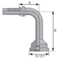 Embout à bride 90° long - 3000 PSI - 1" DN 44 - Ø Int. tuyau 19 - 3/4 - B 140 mm