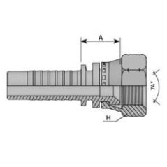 Embout Femelle JIC - Cone 74° - 7/16 - 20F - Ø Int. 9.71 mm - Ø Int. Tuyau - DN 4 mm - 3/16