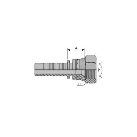 Embout Femelle JIC - Cone 74° -  7/16 - 20F - Ø Int. 9.71 mm - Ø Int. Tuyau  - DN 4 mm - 3/16