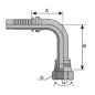 Embout Femelle JIC 90° Long - Cone 74° -  1/2 - 20F - Ø Int. 11.12 mm - Ø Int. Tuyau  - DN  6 mm - 1/4