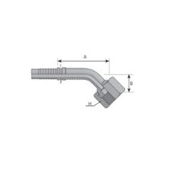 Embout femelle ORFS - 9/16 - 18 F - Ø 14.28 mm - Coude 45° - Ø Int. tuyau 8 mm - 5/16