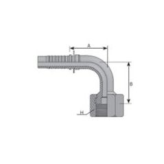 Embout femelle ORFS - 9/16 - 18 F - Ø 14.28 mm - Coude 90° - Ø Int. tuyau 8 mm - 5/16