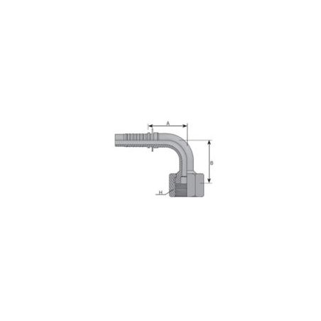 Embout femelle ORFS - 9/16 - 18 F - Ø 14.28 mm - Coude 90° - Ø Int. tuyau 8 mm - 5/16