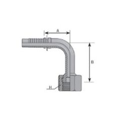 Embout femelle ORFS - 9/16 - 18 F - Ø 14.28 mm Long - Coude 90° - Ø Int. tuyau 6 mm - 1/4