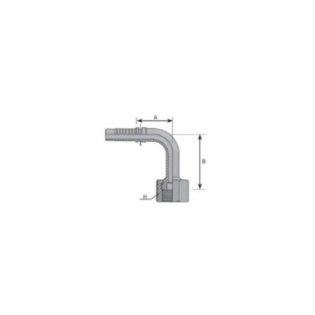 Embout femelle ORFS - 9/16 - 18 F - Ø 14.28 mm Long - Coude 90° - Ø Int. tuyau 6 mm - 1/4