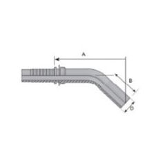 Embout lisse droit métrique DN 06 - Coude 45° - Ø Int. tuyau 6 mm - 1/4