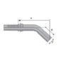 Embout lisse droit métrique DN 15 - Coude 45° - Ø Int. tuyau 13 mm - 1/2