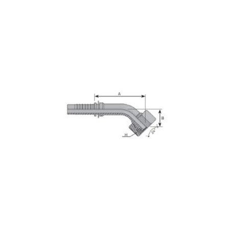 Embout femelle DIN cône 24 - série S - Coude 45° - DN 6 S - M14X150 - Ø Int. tuyau 4 mm - 3/16