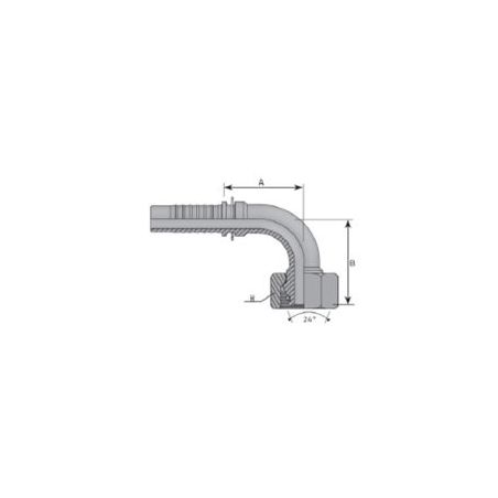 Embout femelle DIN cône 24 - série S - Coude 90° - DN 6 S - M14X150 - Ø Int. tuyau 4 mm - 3/16