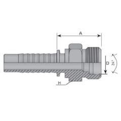 Embout mâle DIN cône 24 - série L - DN 6 L - M12X150 - Ø Int. tuyau 4 mm - 3/16