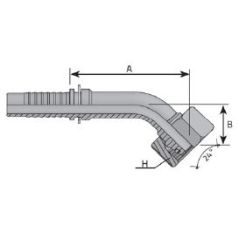 Embout femelle DIN cône 24 - série L -  Coude 45° - DN 6 L - M12X150 - Ø Int. tuyau 4 mm - 3/16