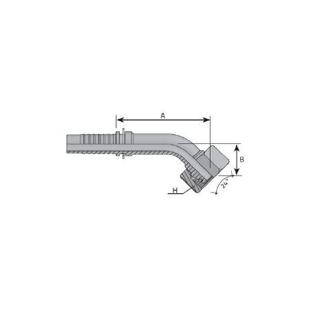 Embout femelle DIN cône 24 - série L - Coude 45° - DN 6 L - M12X150 - Ø Int. tuyau 4 mm - 3/16