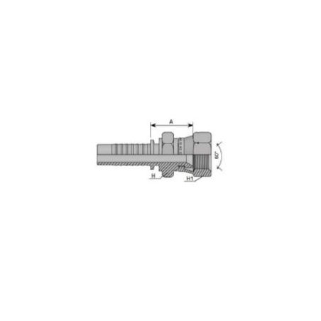 Embout femelle JIS KOMATSU - M36X150 - Ø 34,5mm - Ø Int. tuyau 32 mm - 1"1/4 + JUPE