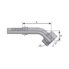 Embout femelle DIN cône 24 - série S - Coude 45° - DN 10 S - M18X150 - Ø Int. tuyau 10 mm - 3/8 + JUPE