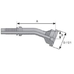 Embout à bride 22.5° - 3000 PSI - 5/8 DN 34 - Ø Int. tuyau 13 - 1/2 - KOMATSU + JUPE