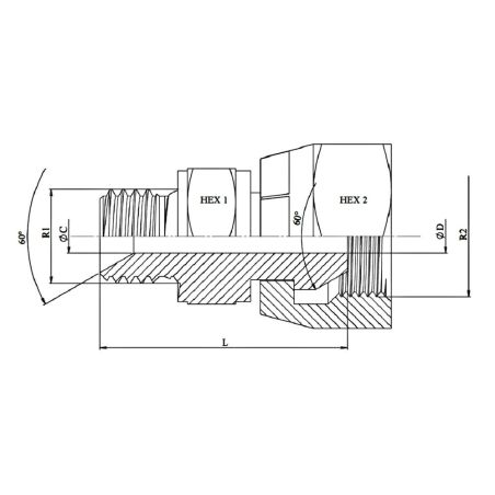 réducteur hydraulique m - f tourn. bsp 60º 3/8" bsp 1/2" bsp