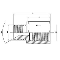 Prolongateur hydraulique M BSP 60º - M - F Gaz fixe 1"1/2 BSP 1"1/2 BSP - L100