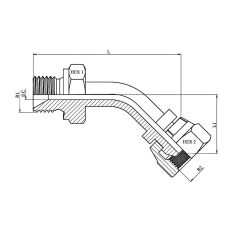 coude tube 45º m-f. tourn. fbsp(60º) 1" 1/4 mbsp 1" 1/4 fbsp