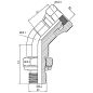 coude 45º male orientable mbsp 60º-fem.tour. fbsp 60º 1/2" mbsp 1/2" mbsp