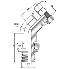 coude 45º male orientable mbsp 60º-fem.tour. fbsp 60º 1" mbsp 1" mbsp