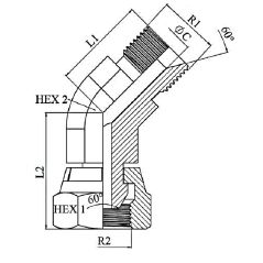 coude 45º male - femelle tournante fbspt - forgé 3/4" mbsp 3/4" fbsp