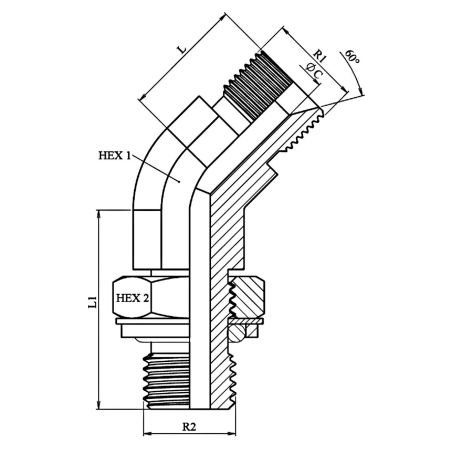 coude 45º male - male mbsp orientable forgé - 1" mbsp -1" mbsp
