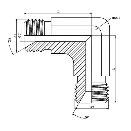 coude 90º - male - male mbsp forgé 3/4" mbsp 3/4" mbsp