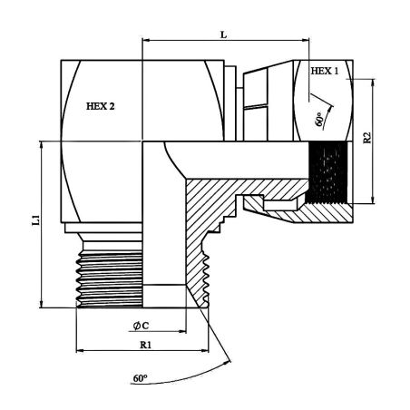 coude 90º - male-femelle.tournante 1" mbsp 1" fbsp
