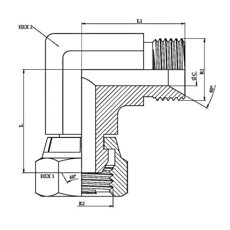 coude 90º - male - femelle tournante fbspt -forgé 3/4" mbsp 3/4" fbsp