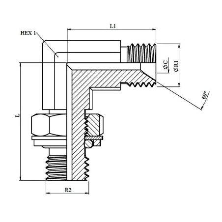 coude 90º - male - male mbsp orientable forgé 3/4" mbsp 1/2" mbsp