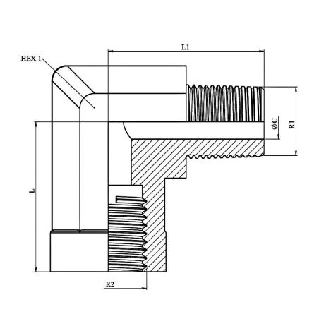 coude 90º - male mbspt -femelle fixe bsp forgé 1/4" bspt 1/4" bsp