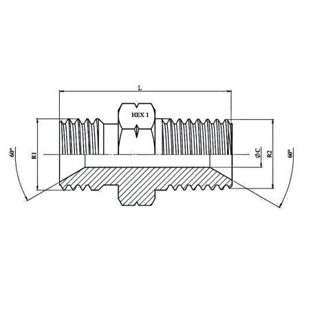 Adapteur hydraulique Male BSP - Male NPT - 3/4" BSP - 3/4" NPT