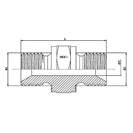 Adapteur hydraulique male - male (60º) MDIN M18x1.5 MDIN M18x1.5