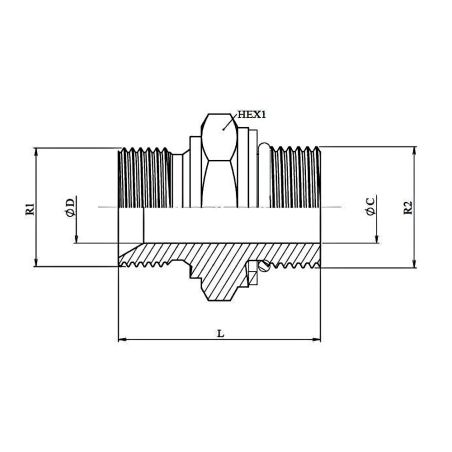 Adapteur hydraulique Male MBSP - Male DIN - 1" 1/4 MBSP - MDIN M42x2
