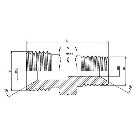 Réducteur hydraulique Male - MBSP (60) - MB NPT - 3/4" BSP - 1" MB NPT