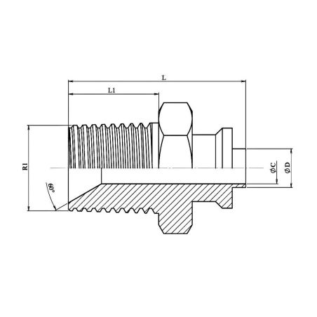 Mamelon hex. BSPT - à souder (BW) + guide - 3/4" BSPT - DN 3/4"