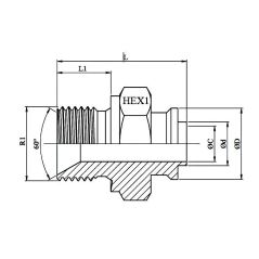 Mamelon hex. BSP à souder 60º (BW)+guide - 1/2" BSP DN 1/2"